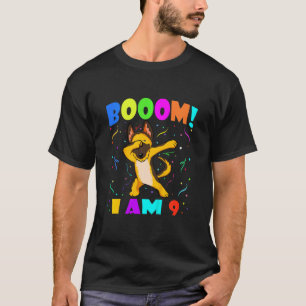 Kids Dabbing German Shepherd Booom jag är 9 Boy Gi T Shirt