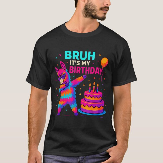 Kids Dabbing Llama Birthday Funny Bday Party Tee  (Framsida)