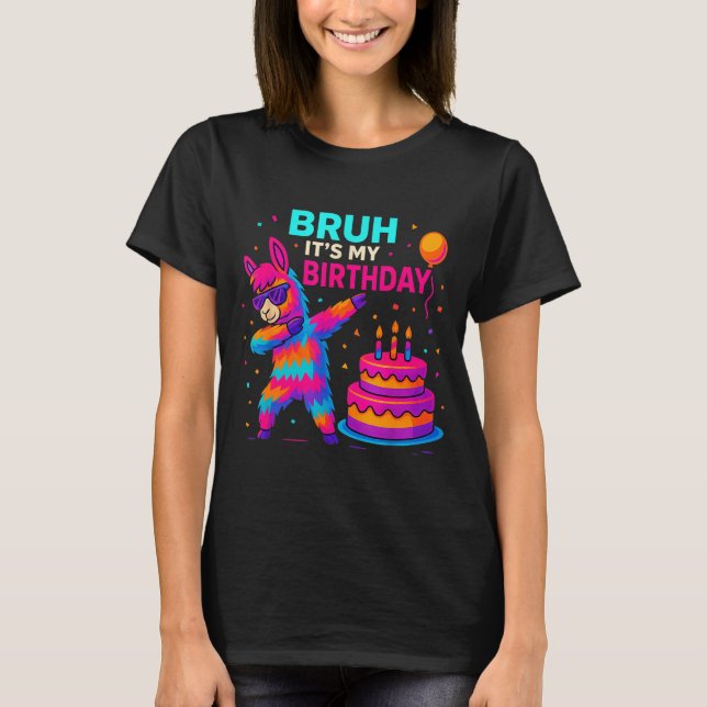 Kids Dabbing Llama Birthday Funny Bday Party Tee  (Framsida)