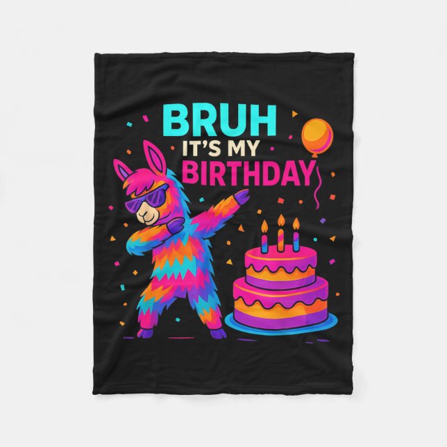 Kids Dabbing Llama Birthday Funny Bday Party Tee  Fleecefilt (Framsidan)