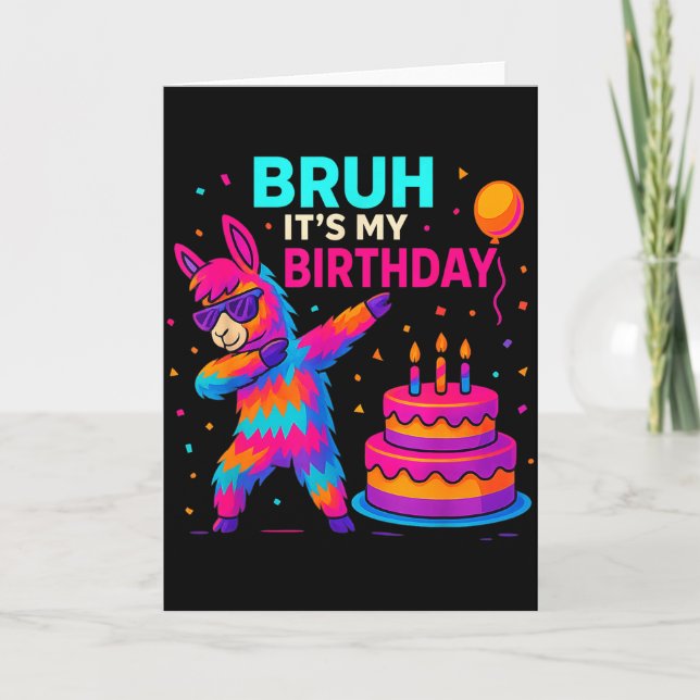 Kids Dabbing Llama Birthday Funny Bday Party Tee  Kort (Framsida)