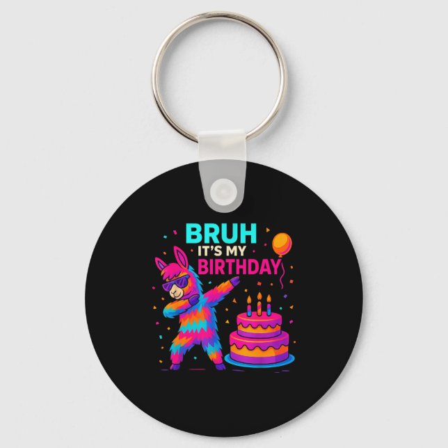 Kids Dabbing Llama Birthday Funny Bday Party Tee  Nyckelring (Framsida)