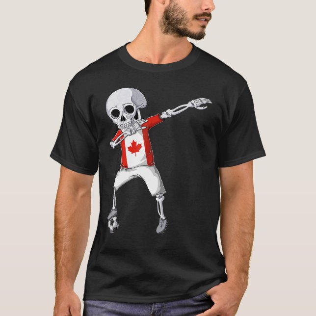 Kids Dabbing Skeleton Canada Ocer Manar Canada Fla T Shirt (Framsida)