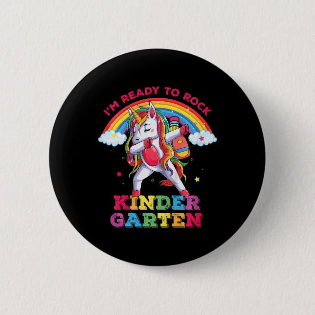 Kids Dabbing Unicorn Im-Redot till Sten Kindergart Knapp (Framsida)