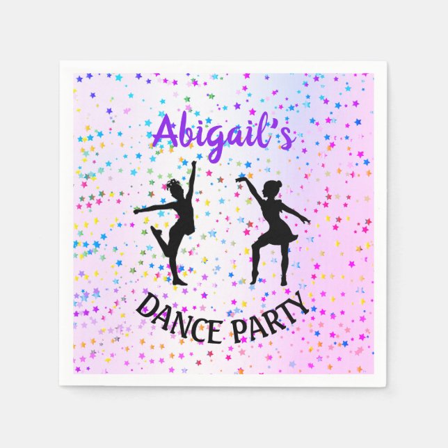 Kids Dance Shades Färg & Stars över hela Party Pappersservett (Framsidan)
