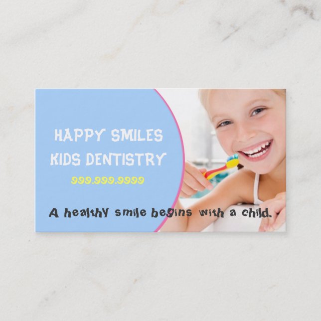 Kids Dentist Dental Tandvård Doktor Smile Visitkort (Framsida)