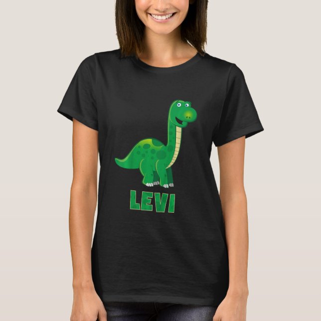 Kids Dino dinosaur namn Levi T Shirt (Framsida)