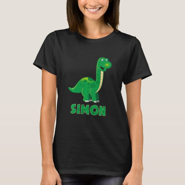 Kids Dino dinosaur namn Simon T Shirt (Framsida)