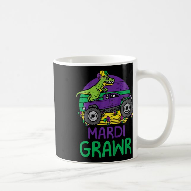 Kids Dino Monster Lastbil Mardi Grawr Mardi Gras T Kaffemugg (Höger)