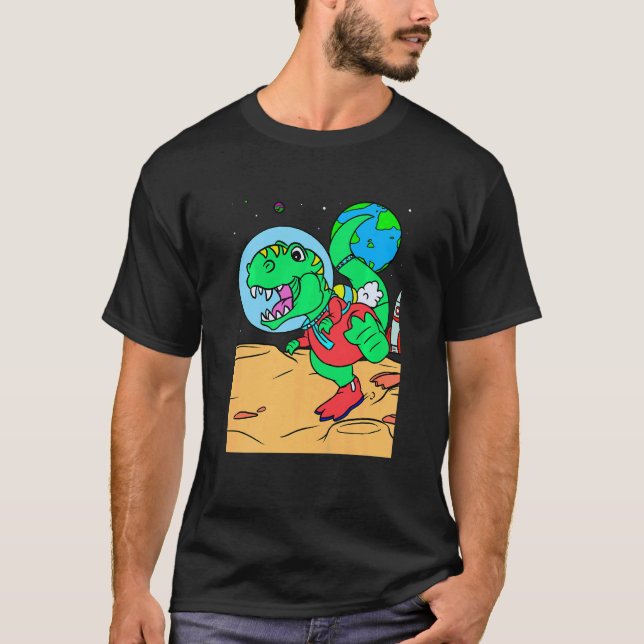Kids Dino Planet & Dinosaurs In Space T Shirt (Framsida)