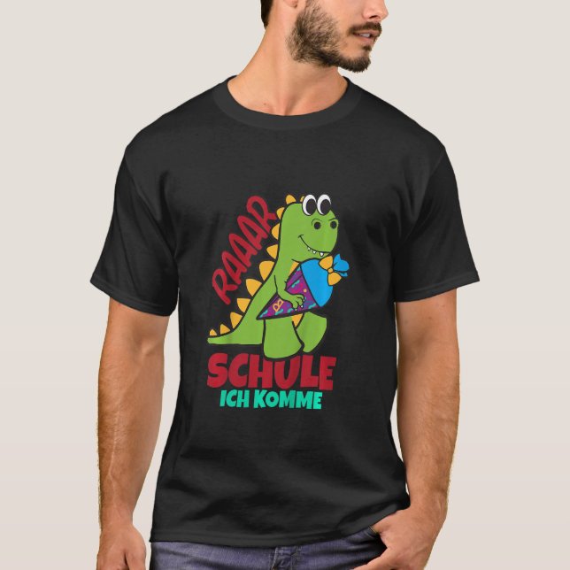 Kids Dino School Dinosaur School Cone I Kom T Shirt (Framsida)