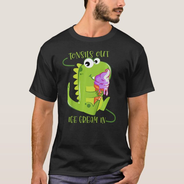 Kids Dino Tonsils Out Ice Cream In Tonsillectomy D T Shirt (Framsida)