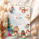 Kids Dinosaur andra Födelsedagsfest inbjudan<br><div class="desc">Ta roligten av födelsedagar och julens magi, lägg till ett streck av förhistorisk äventyr, och du har har vår jul Dinosaur Thmet Födelsedagsfest inbjudan! Perfekt för vinterfödelsedagar slår dessa unika inbjudan ihop det festliga ljus, Julgranar och lekfulla dinos sport Santa attires. Ta upp det spännande erbjudandet och gör din lilla...</div>
