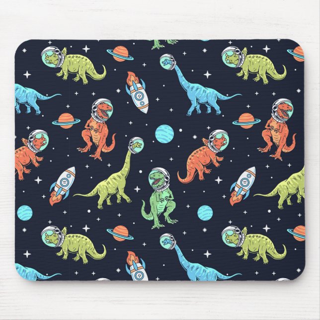 Kids Dinosaur Astronaut Mönster Musmatta (Framsidan)