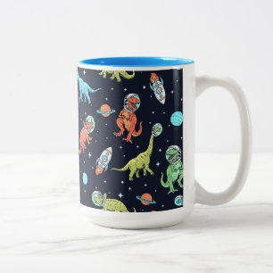 Kids Dinosaur Astronaut Mönster Två-Tonad Mugg