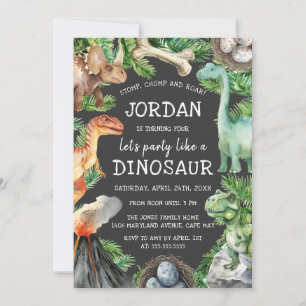 Kids Dinosaur Birthday Inbjudningar