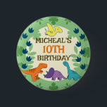 Kids Dinosaur Birthday Knapp<br><div class="desc">Knappen för att fylla på gult,  blått,  orange och lila på gröntens bladbakgrund. De här knapparna har också mallar så att du kan lägga till egna uppgifter för ditt barns speciella dag.</div>