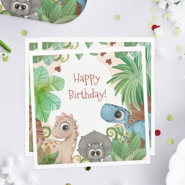 Kids Dinosaur Birthday Pappersservett (Dinosaur Birthday Party Napkins)