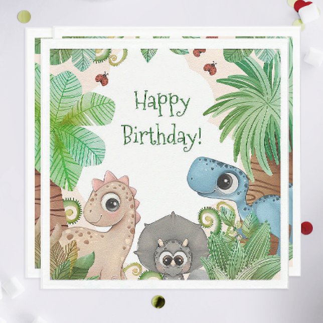 Kids Dinosaur Birthday Pappersservett (Dinosaur Birthday Party Napkins)