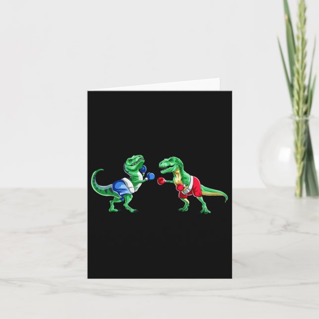 Kids Dinosaur Boxing T Rex T Shirt Gift Handskar T Kort (Framsida)