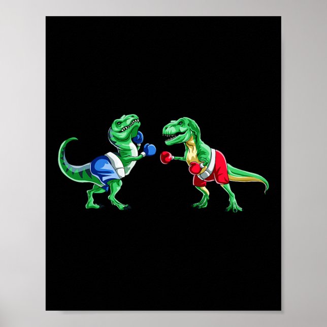 Kids Dinosaur Boxing T Rex T Shirt Gift Handskar T Poster (Framsidan)