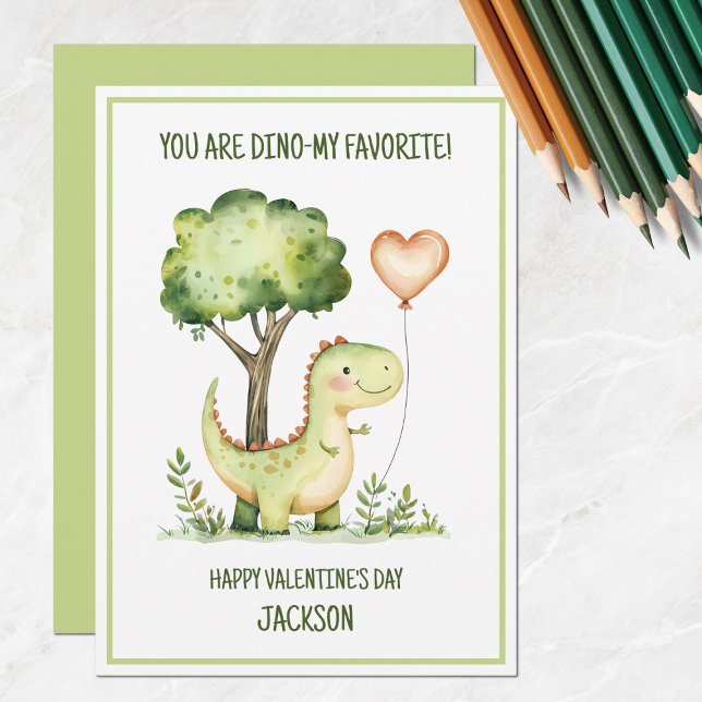 Kids Dinosaur Boys skolklass Valentine Julkort (Kids Dinosaur Boys School Classroom Valentine Holiday Card
)