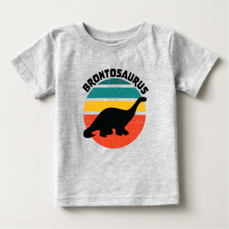 Kids Dinosaur Brontosaurus Retro Sunset Distress T Shirt