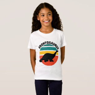 Kids Dinosaur Brontosaurus Retro Sunset Distress T Shirt