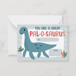 Kids Dinosaur Classroom Valentine's Day Card Anteckningskort