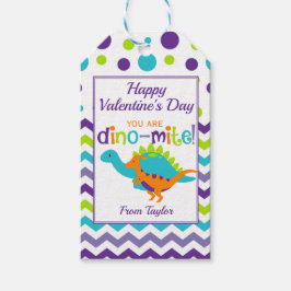Kids Dinosaur Dino-Mite Valentine Day Presentetikett