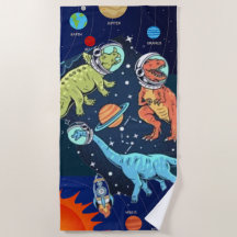 Kid's Dinosaur Extern Space Beach Towel