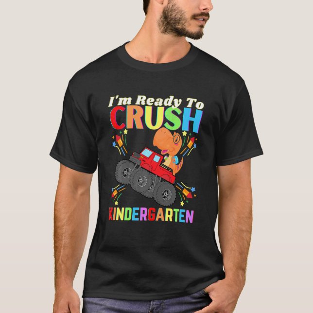 Kids Dinosaur Im Redo till Crush Kindergarten Roli T Shirt (Framsida)
