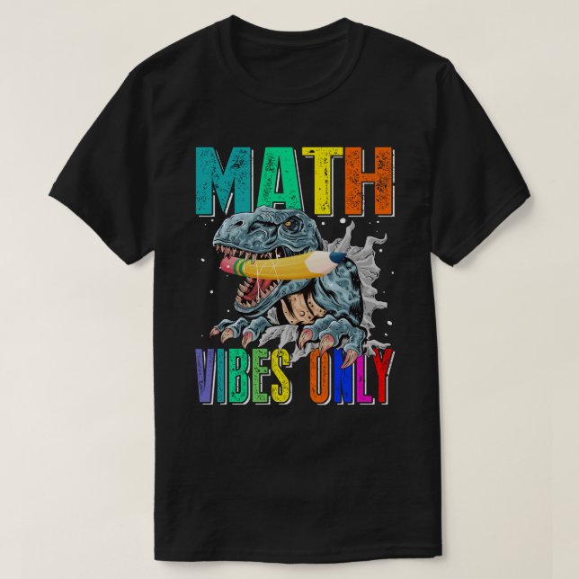 Kids Dinosaur MATH Vibes endast För barn tillbaka  T Shirt (Design framsida)