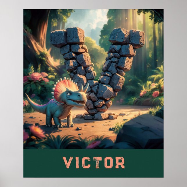 *~* Kids Dinosaur Monogram AP71 Brev V Poster (Framsidan)