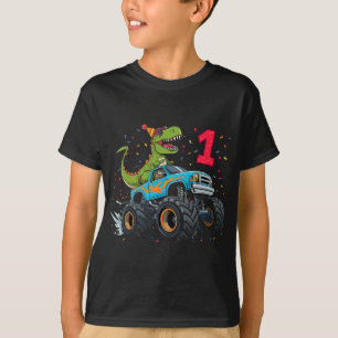 Kids Dinosaur Monster Lastbil 1:a födelsedagen Par T Shirt