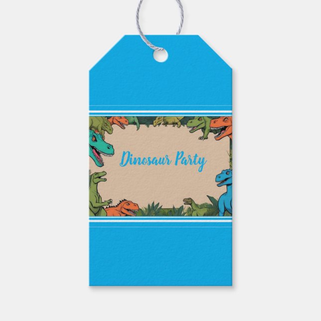 Kids Dinosaur Party Gift Märkre Presentetikett (Framsidan)
