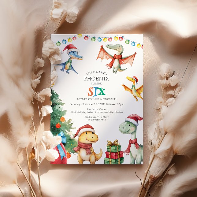 Kids Dinosaur sjätte Födelsedagsfest inbjudan (Skapare uppladdad)