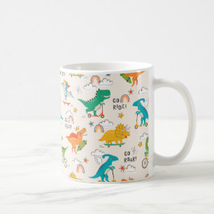 Kids Dinosaur som reser i Mönster Kaffemugg