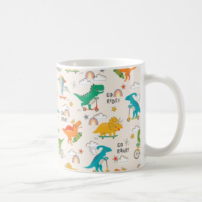 Kids Dinosaur som reser i Mönster Kaffemugg (Höger)