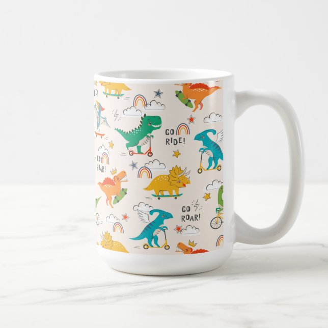 Kids Dinosaur som reser i Mönster Kaffemugg (Höger)