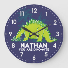 Kids dinosaur Stegosaurus blue grönt namn klocka