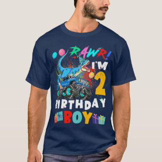 Kids Dinosaur T Rex Monster Truck 2 Year Old 2nd B Shirt