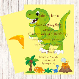 Kids Dinosaur Theme Födelsedagsfest Inbjudningar