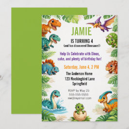 Kids Dinosaur Themed Birthday Inbjudningar
