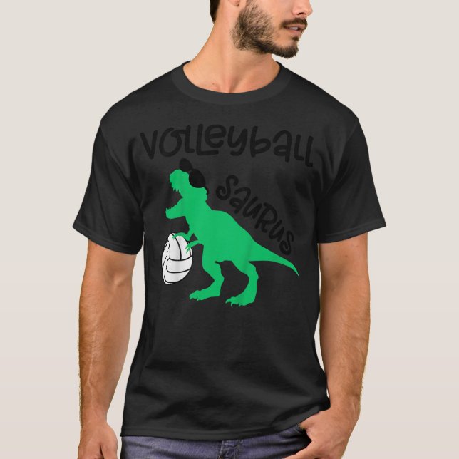 Kids Dinosaur Volleyball Saurus Toddler Boy Bigges T Shirt (Framsida)
