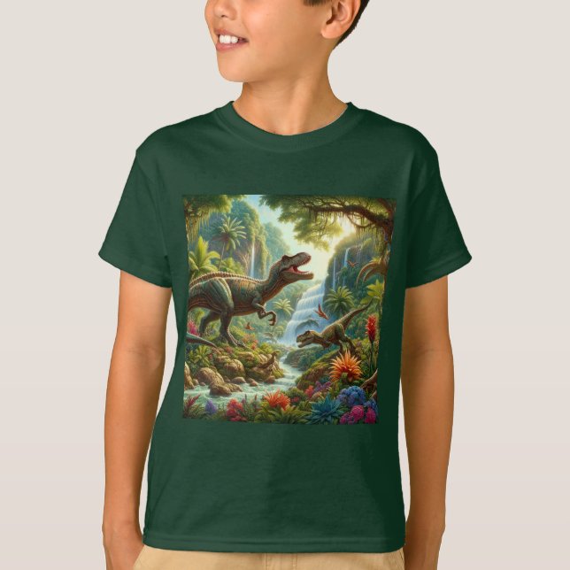 Kids Dinosaurs AI Art T Shirt (Framsida)