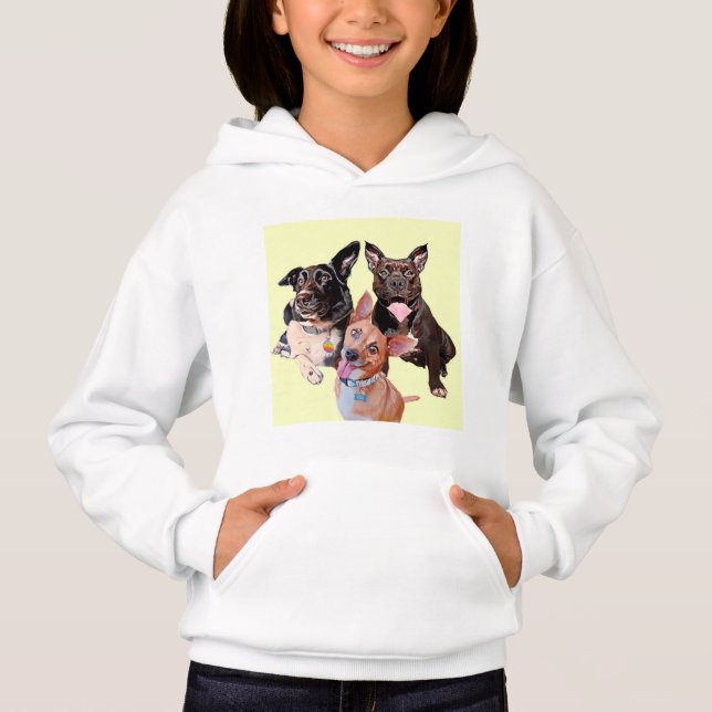 Kids Doggies Dexter Duke & Lucy Hoodies T Shirt (Framsida)