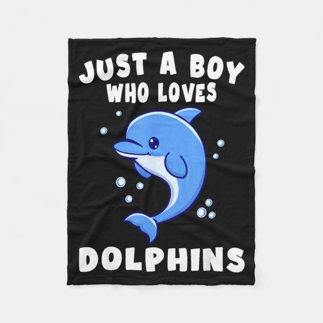 Kids Dolphin Just A Boy Who Loves Dolphins Gift  Fleecefilt (Framsidan)