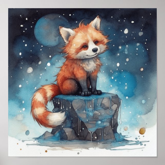 Kids Dreamy Red Panda Art Poster (Framsidan)
