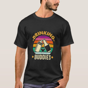 Kids Drinking Buddies Retro Funny Pappa Son Pappa T Shirt